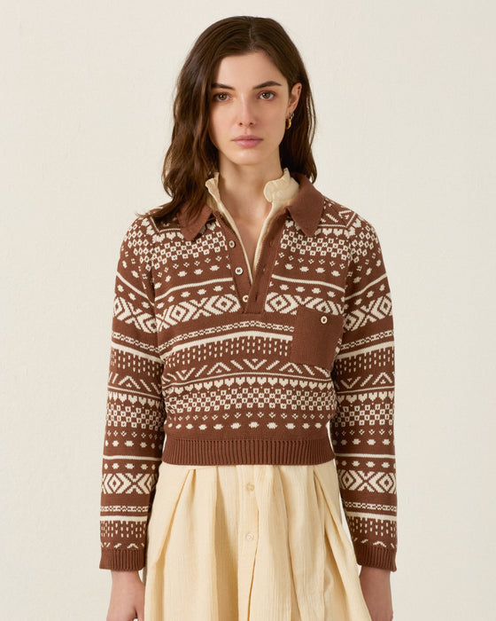 Alix of Bohemia Liza Mocha Fair Isle Top