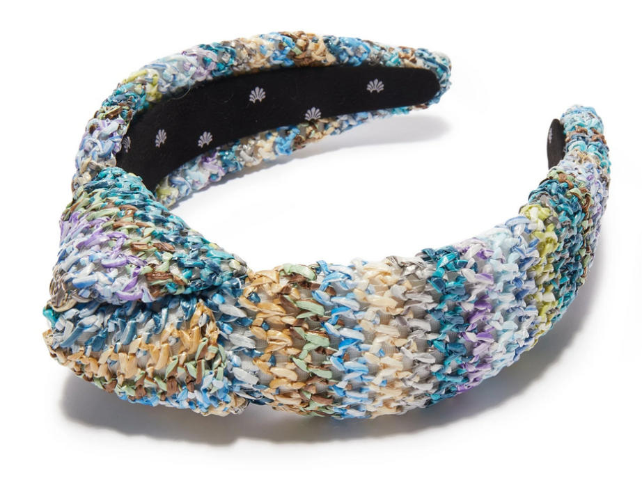 Lele Sadoughi Raffia Knotted Headband (Ocean Breeze)