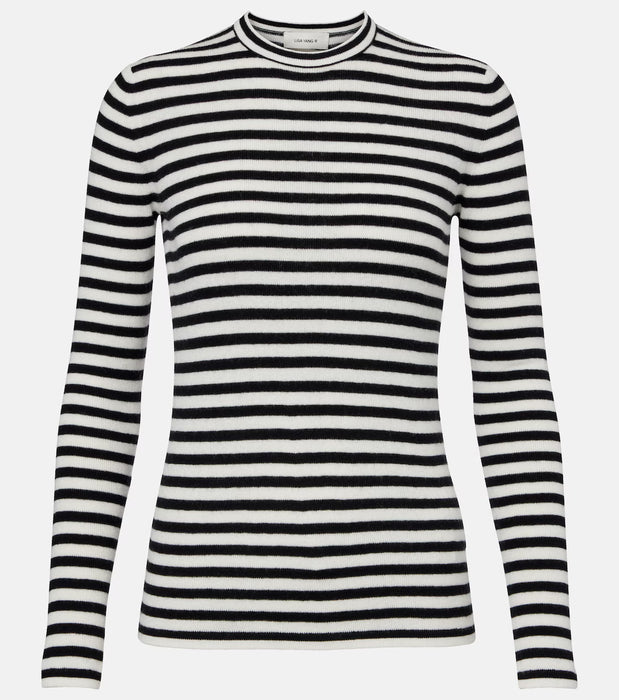 Lisa Yang Vivian Stripes Top Salt/Noir Stripes Size