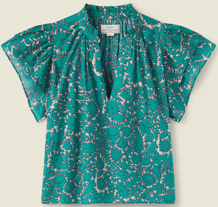 Birds of Paradis Clover Blouse (teal)