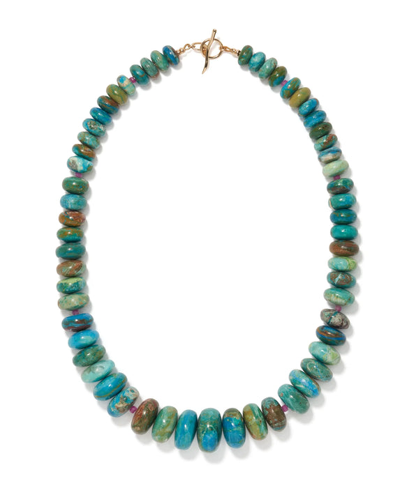 Lizzie Fortunato Large Peruvian Blue Opal, Pink Sapphire & 14k Gold Necklace