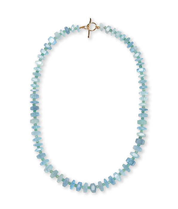 Lizzie Fortunato Aquamarine, Emerald & 14k Gold Necklace