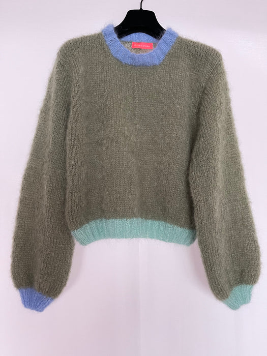 Rose Carmine Colorblock Sweater (kakhi)