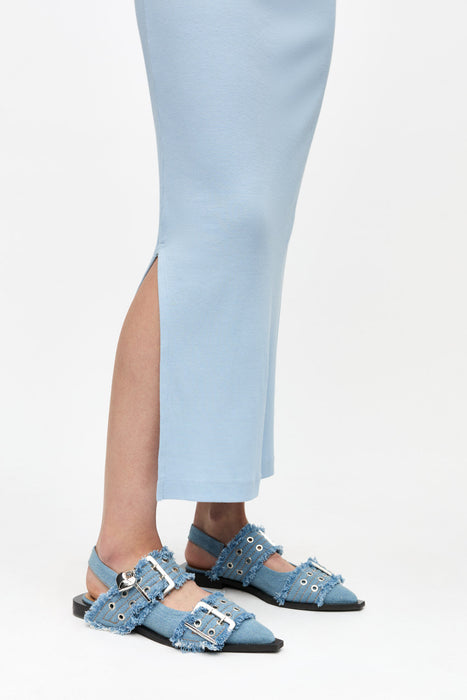 Ganni Feminine Buckle Ballerina Charms Denim