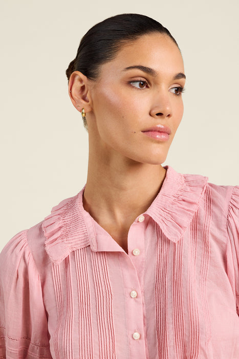 Birds of Paradis Jess Blouse Blush Houndstooth Top