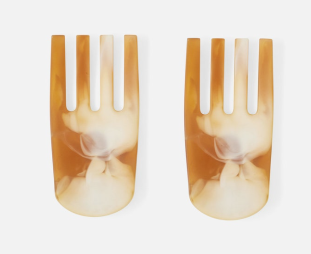 Blue Pheasant Parker Amber Swirled Resin Serving Set
