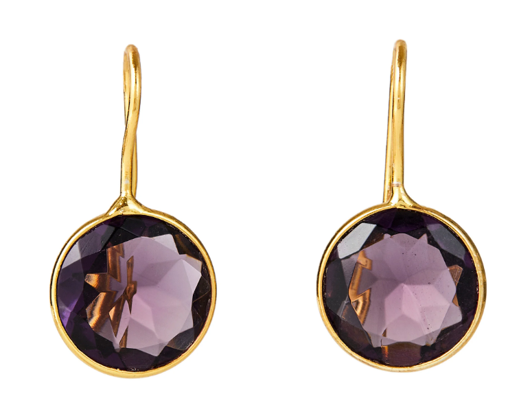 Elyssa Bass - Amethyst Bezel Gemstone Earrings (E858-A)