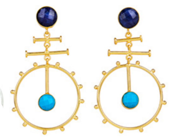 Elyssa Bass - Sapphire & Turquoise Spoke Hoops