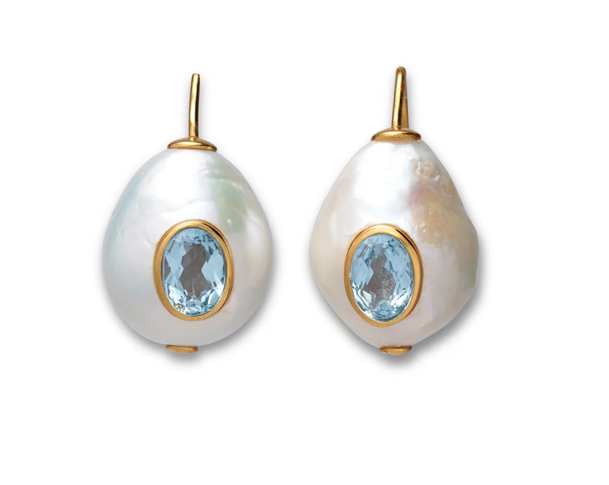 Lizzie Fortunato Pearl Pablo Earrings in Blue Topaz