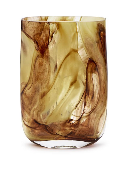 Organic Brown Swirl Hand Blown Glass Vase Tall