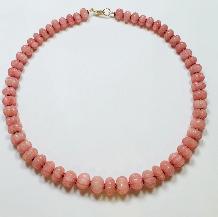 Theodosia Jewelry carved pink aquamarine candy necklace