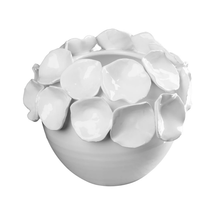 Abigails Cachepot with Petals, White
