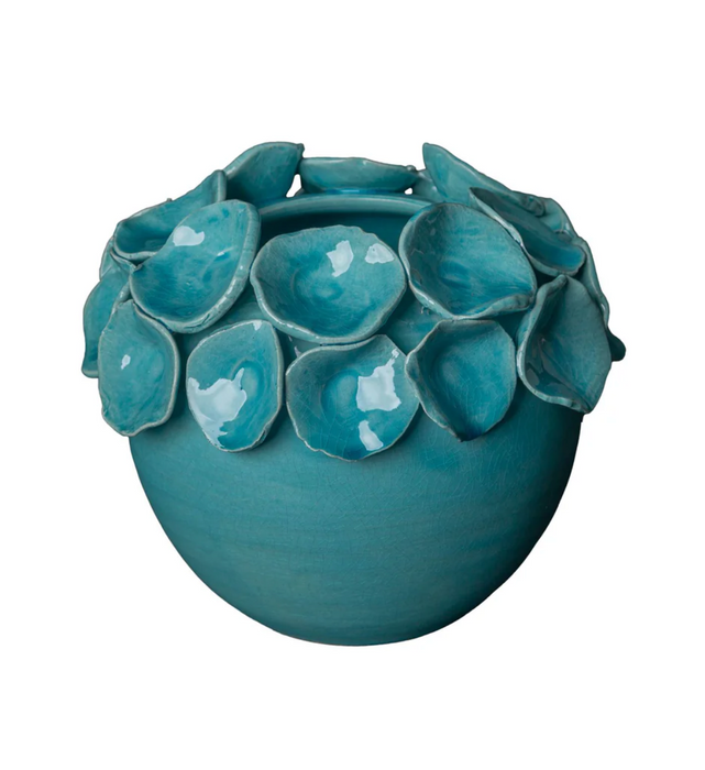 Abigails Cachepot with Petals, Turquoise