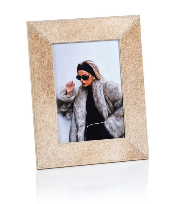 Corviglia Hair On Hide Leather Photo Frame - Tan - 5x7