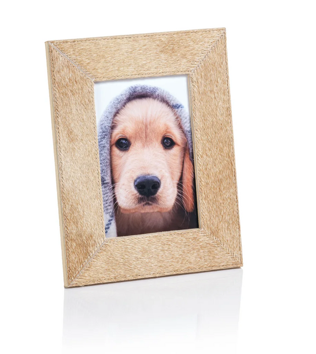 Corviglia Hair On Hide Leather Photo Frame - Tan - 4x6