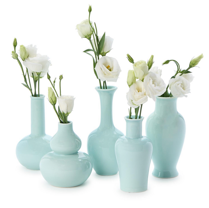 Classics Set of 5 Aquamarine Vases (color may vary) - Porcelain