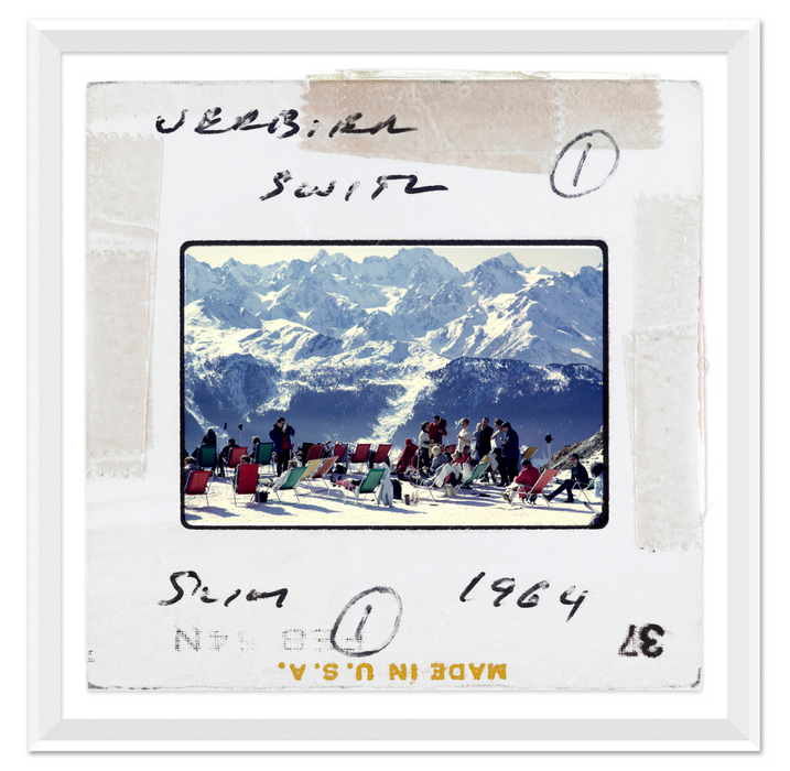 GTSA-21-0036H " LOUNGING IN VERBIER - SLIDE," SLIM AARONS, FEBRUARY 1, 1964