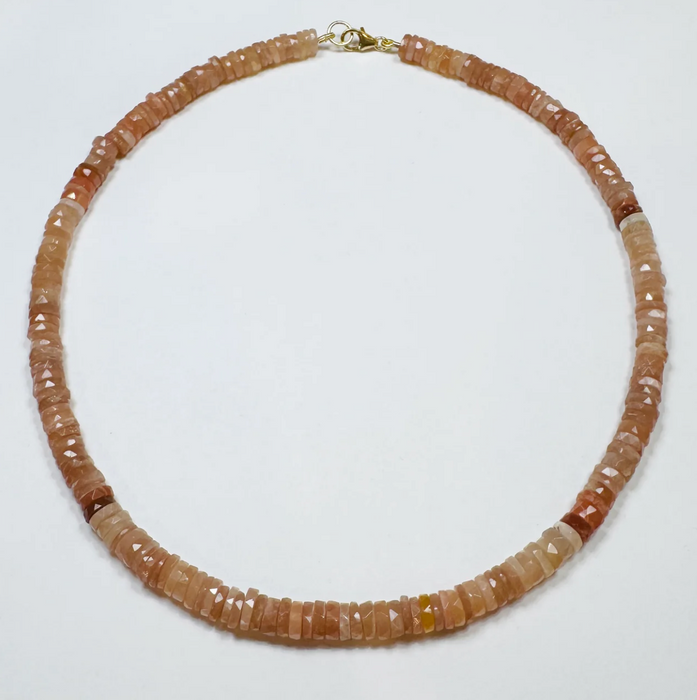 Theodosia - peach moonstone heishi necklace