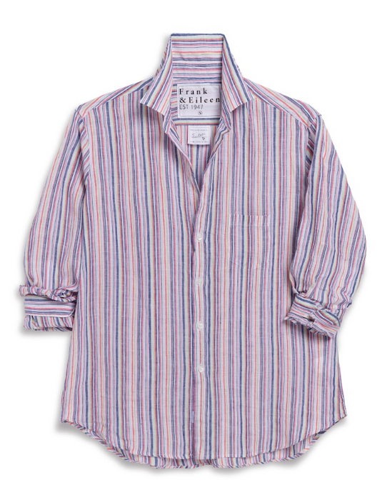 Frank and Eileen Relaxed Button-Up Shirt  Red Green Navy Multistripe