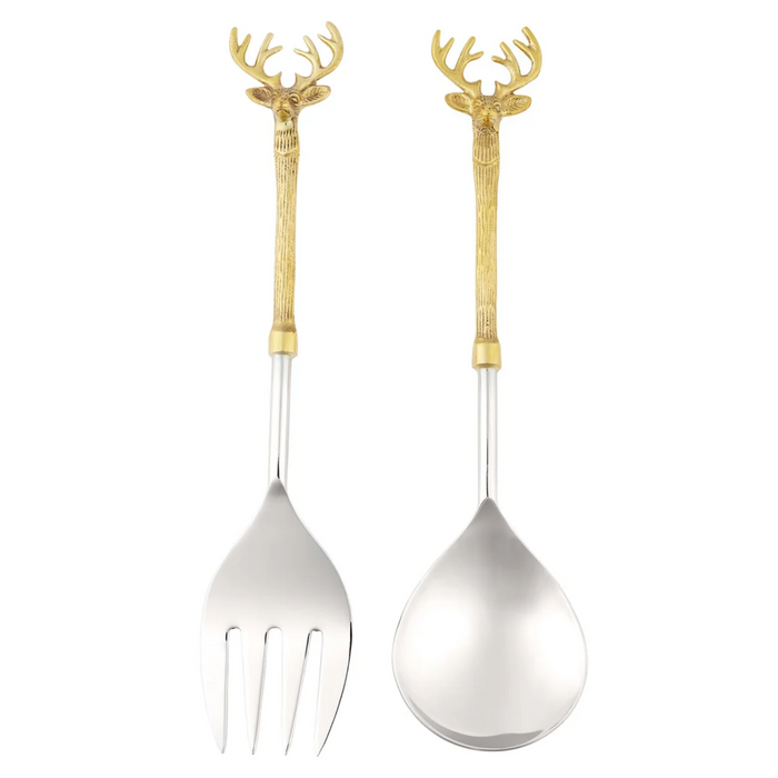 Dash Polished Silver/Gold Serving Set of 2