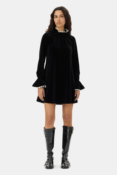 Ganni Velvet Jersey A-Line Mini Dress HIVE Ganni Velvet Jersey A-Line Mini Dress HIVE