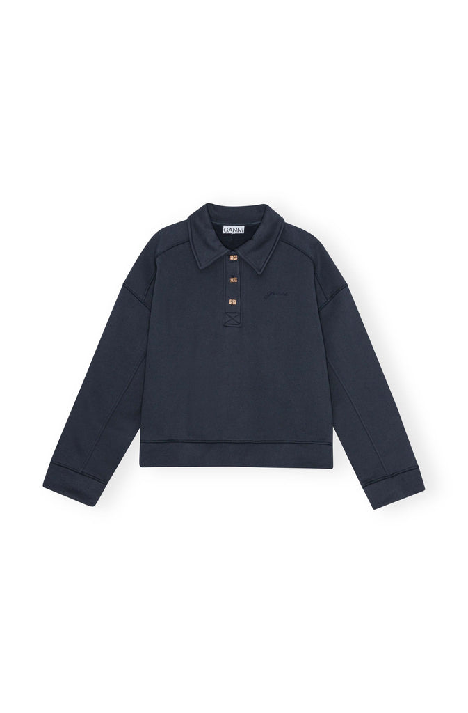 トップス GANNI Heavy Fleece Drop Shoulder Polo Ganni Heavy Fleece Drop Shoulder Polo Top– HIVE