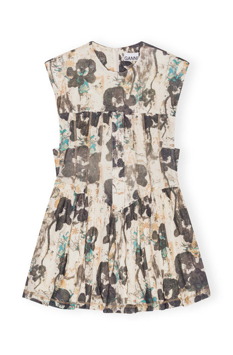 Ganni Printed Marl Mesh Corset Mini Dress