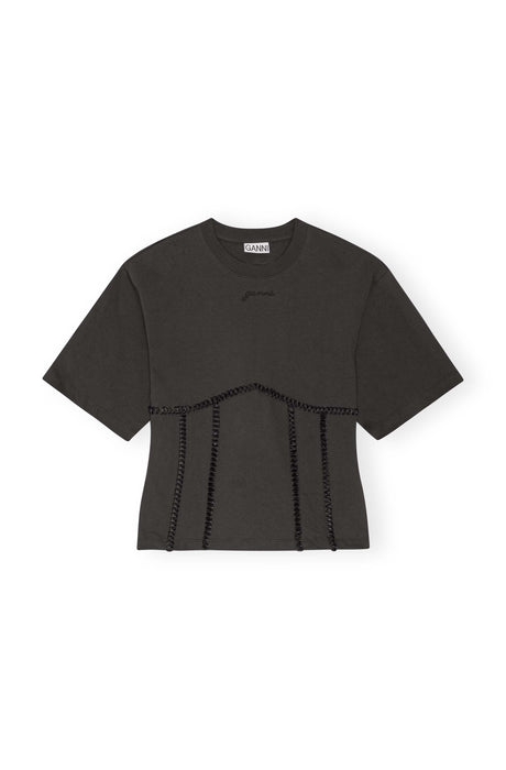 Ganni Heavy Cotton Tie Back Waisted T-shirt