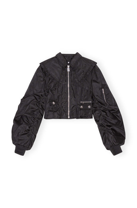 Ganni Duchesse Nylon Fitted Jacket