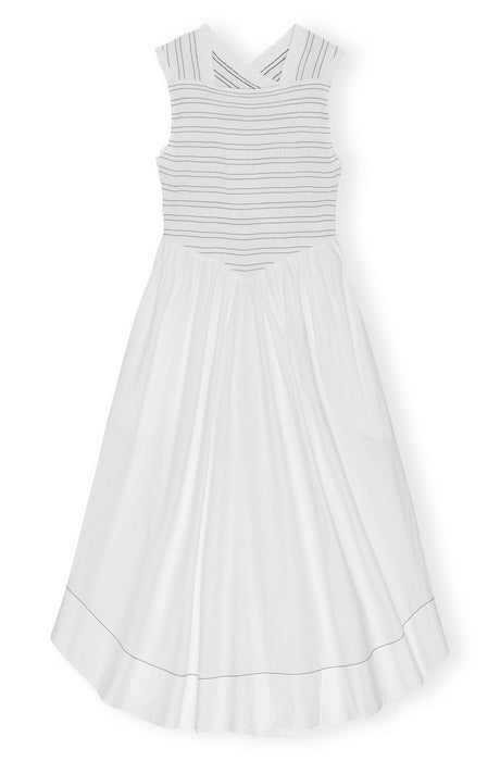 Ganni Washed Stretch Cotton Smock Midi Straps Dress