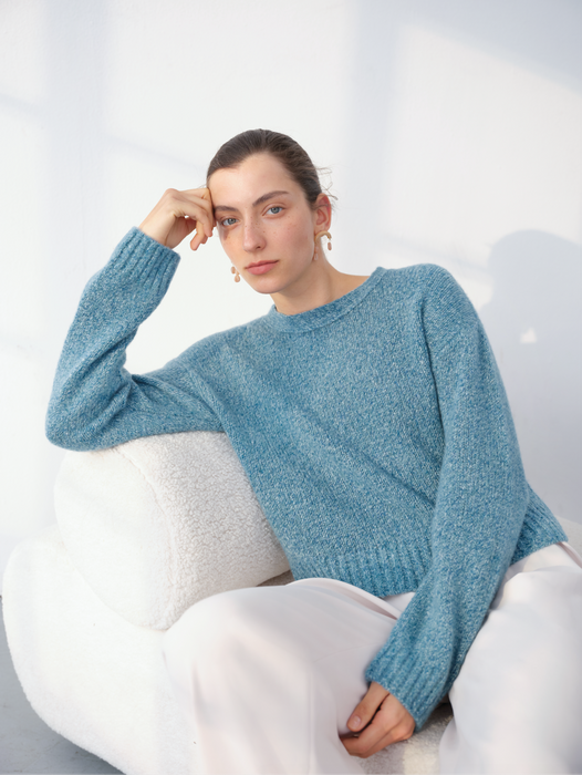 W. Cashmere Scout Crew Neck Pullover (heather brown)