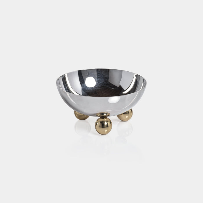 Zodax Condiment Bowl- Polished Nickel with Gold Feet