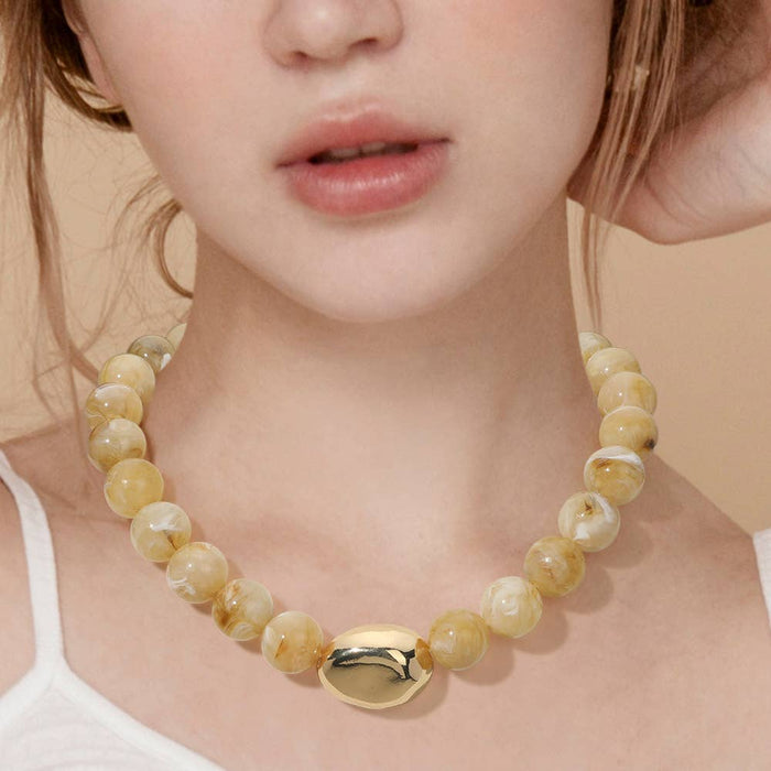 Marbled Ball Beaded Statement Necklace