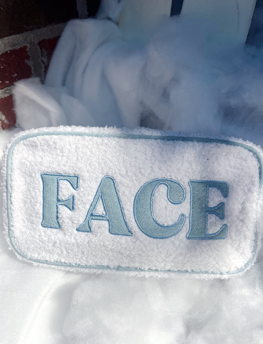 Face - Sherpa + Denim Large Makeup Bag