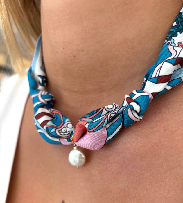 Single pearl scarf necklace