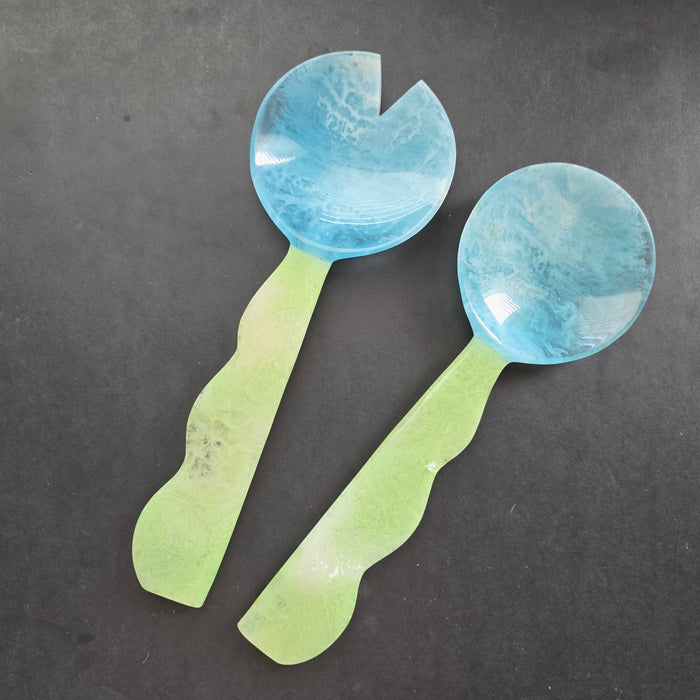 Gibb & Daan 2 Colors, Hand Poured Resin Salad Serving Set -  Serving Set