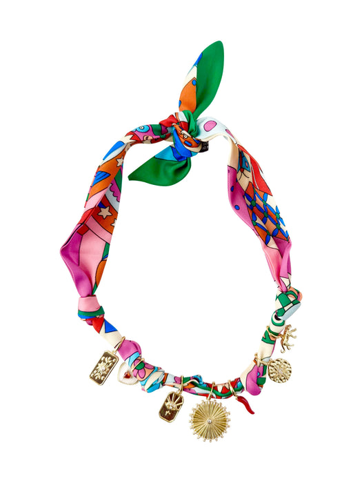 Liza Multi Charm Scarf Necklace 