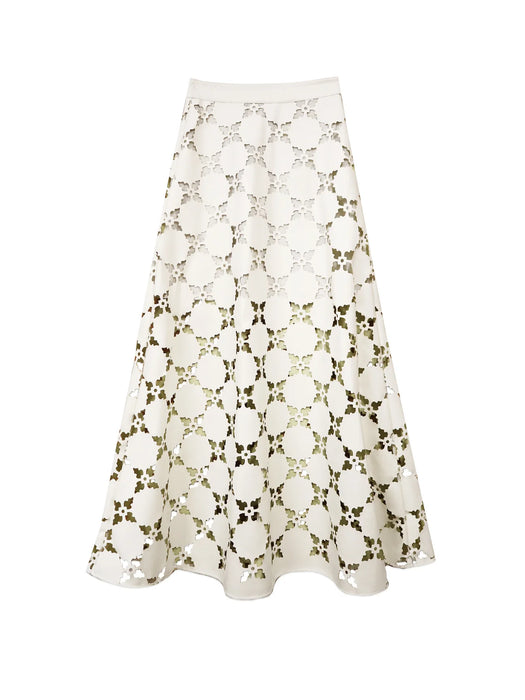 Brooks Ave Elizabeth Skirt - White Laser Cut Leather
