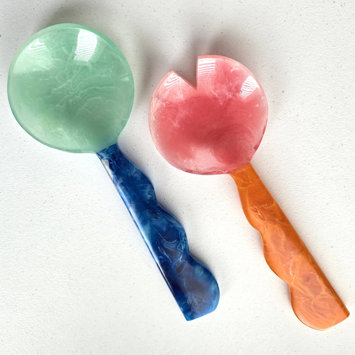 Gibb & Daan 2 Colors, Hand Poured Resin Salad Serving Set -  Serving Set