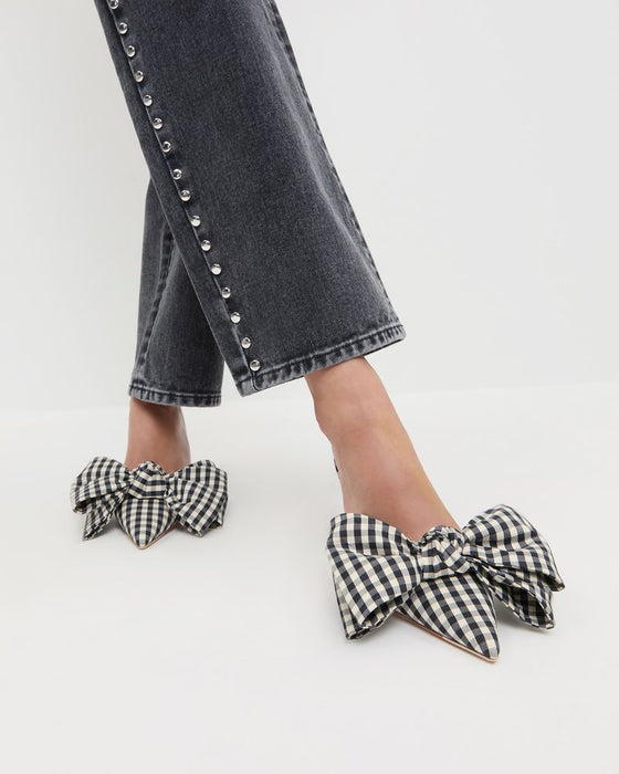 Loeffler Randall Margot Bow Mule (black gingham)