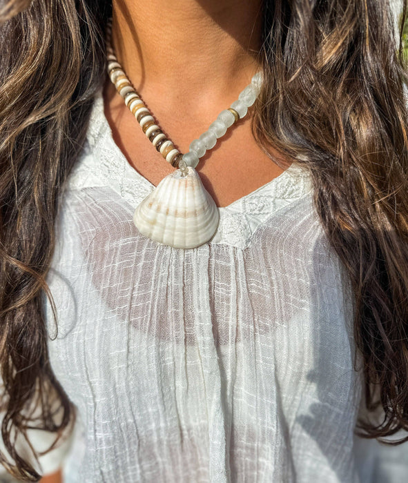Tribal Shell Necklace | Mist + Camel