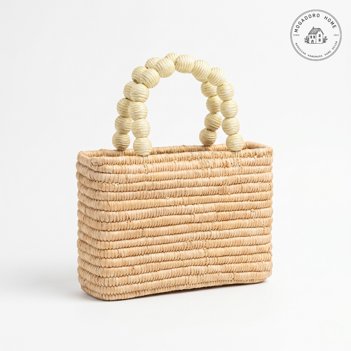 Handcrafted Raffia Bag with Beaded Handle