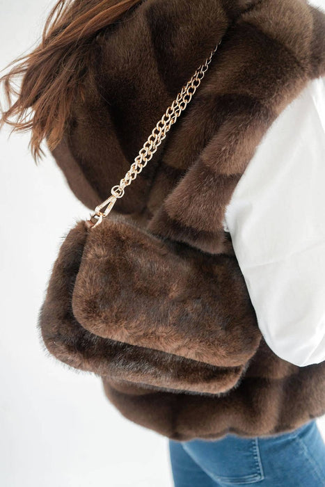 Claire Faux Fur Foldover Handbag- WS