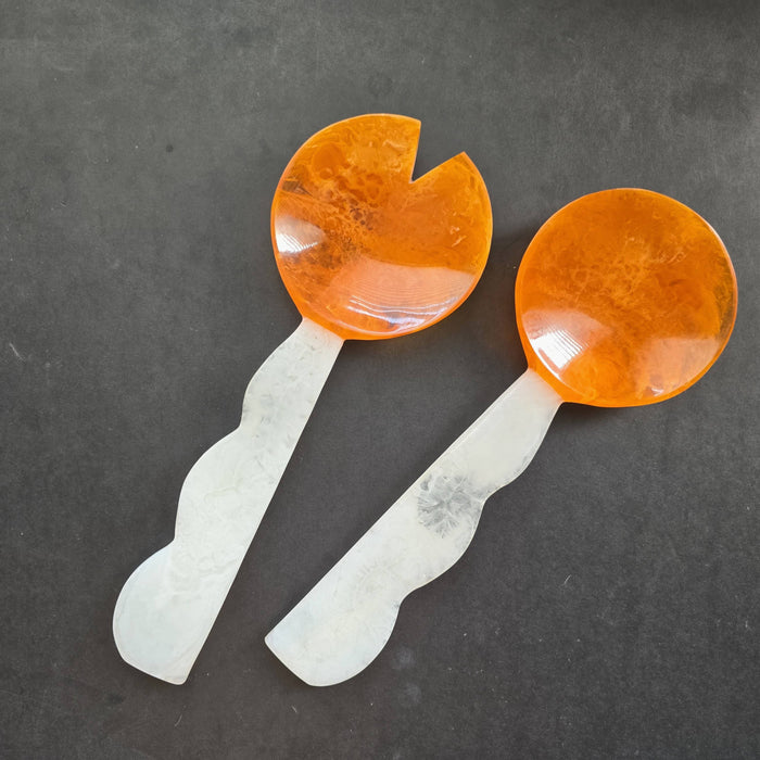 Gibb & Daan 2 Colors, Hand Poured Resin Salad Serving Set -  Serving Set