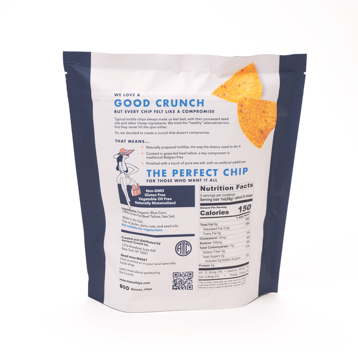 MASA Tortilla Chips - Blue, 5oz Bag Case