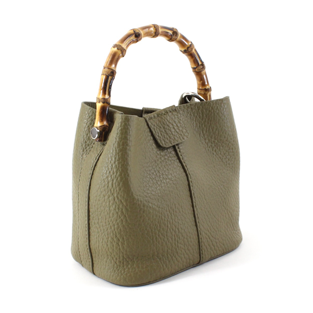 Bamboo Top Handle Crossbody Bag w/Cosmetic Pouch