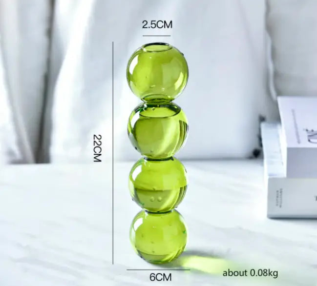 Bubble Shape Glass Vase | Lime Green