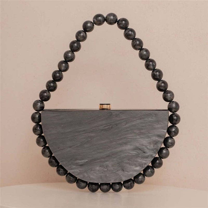 Pearlescent Acrylic Half Moon Beaded Evening Bag