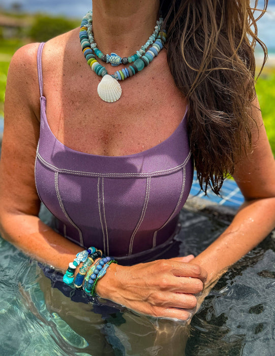 Twig and Twine Tribal Shell Necklace | Mixed Azul
