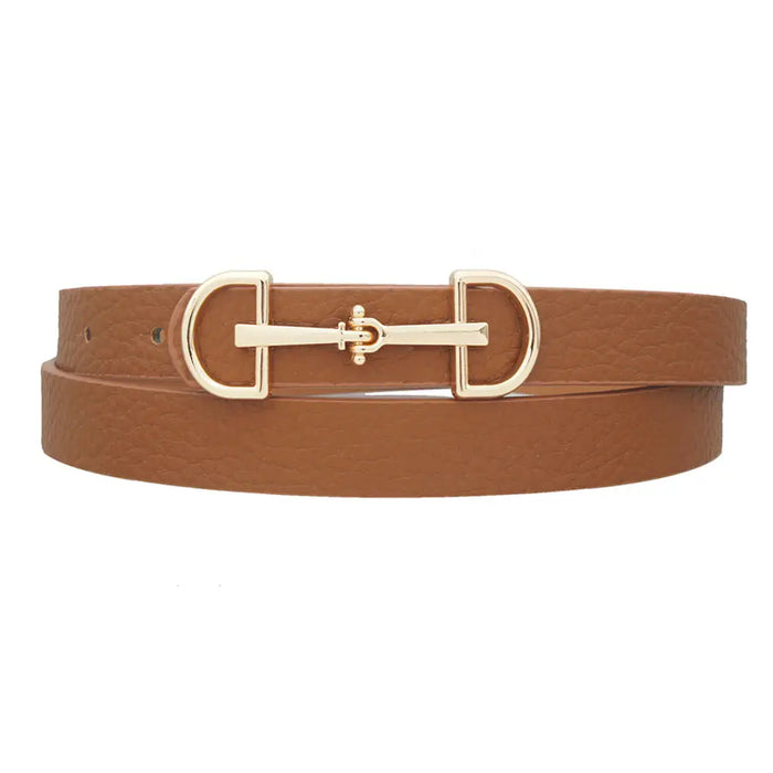 Horse Bit Buckle Skinny Women's Belt (cognac)